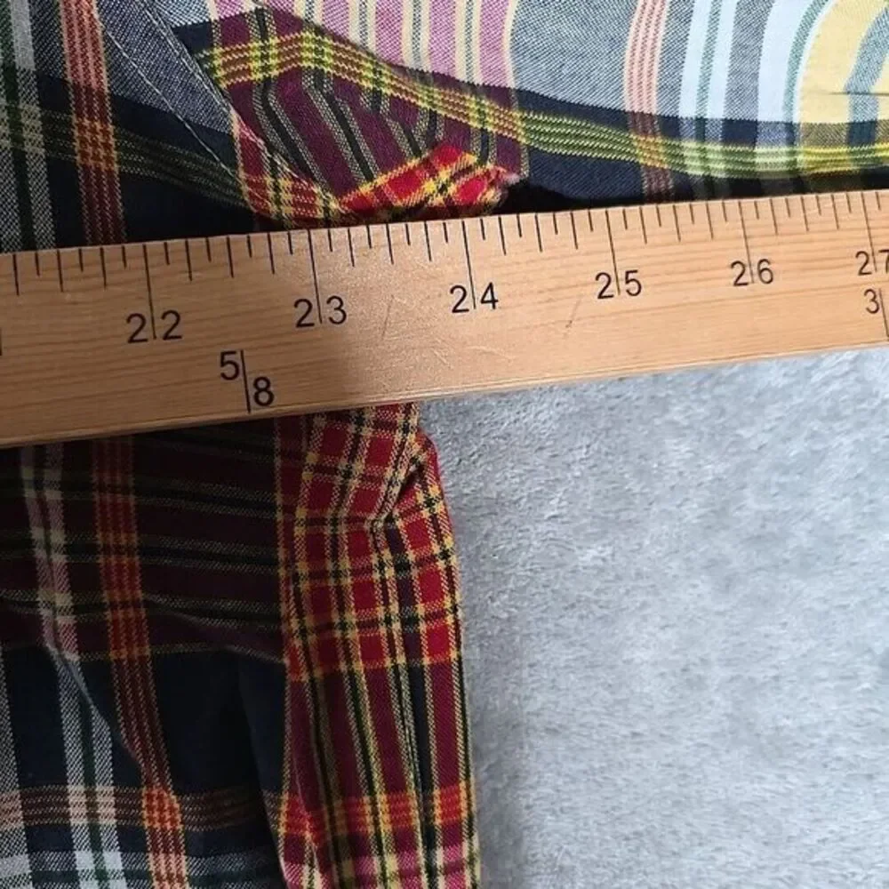 Chaps Ralph Lauren Shirt Mens Large Tartan Plaid Short‎ Sleeve Button Up Casual